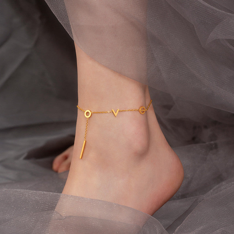 Womens Titanium Steel 18K Gold-Plated Anklet Versatile Fade-Resistant Fashionable And Lightly Luxurious