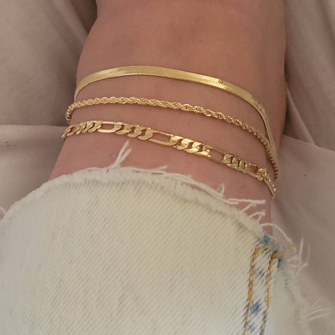 Bohemian-style Flat Snake Chain And Braided Chain Beach Multi-layer Anklet