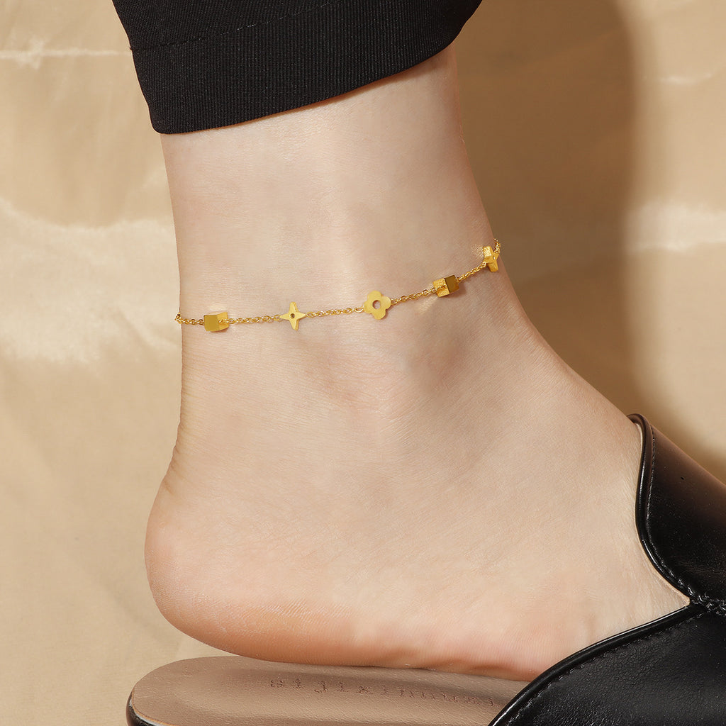 Small-square Niche-design Minimalist Anklet