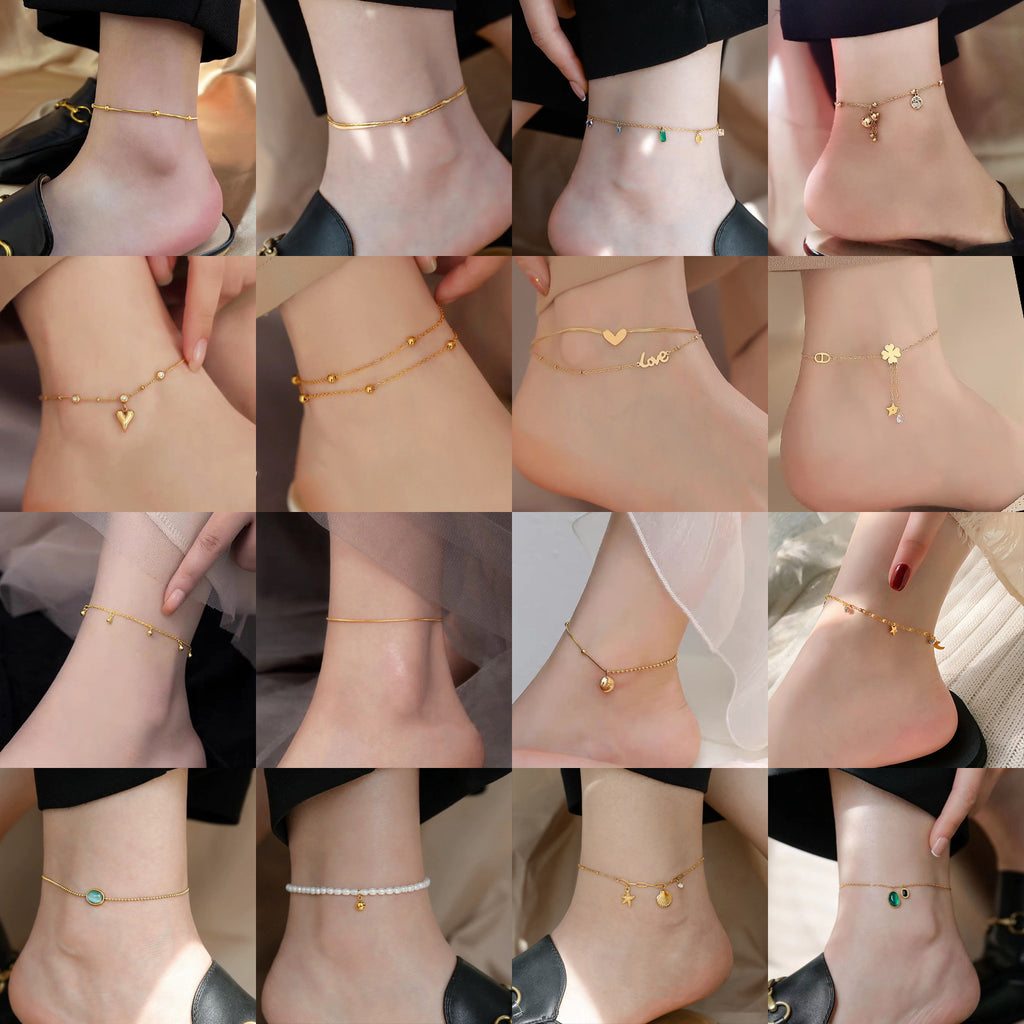 Womens Titanium Steel 18K Gold-Plated Anklet Versatile Fade-Resistant Fashionable And Lightly Luxurious